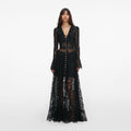 Black Lace Ruffle Maxi Dress