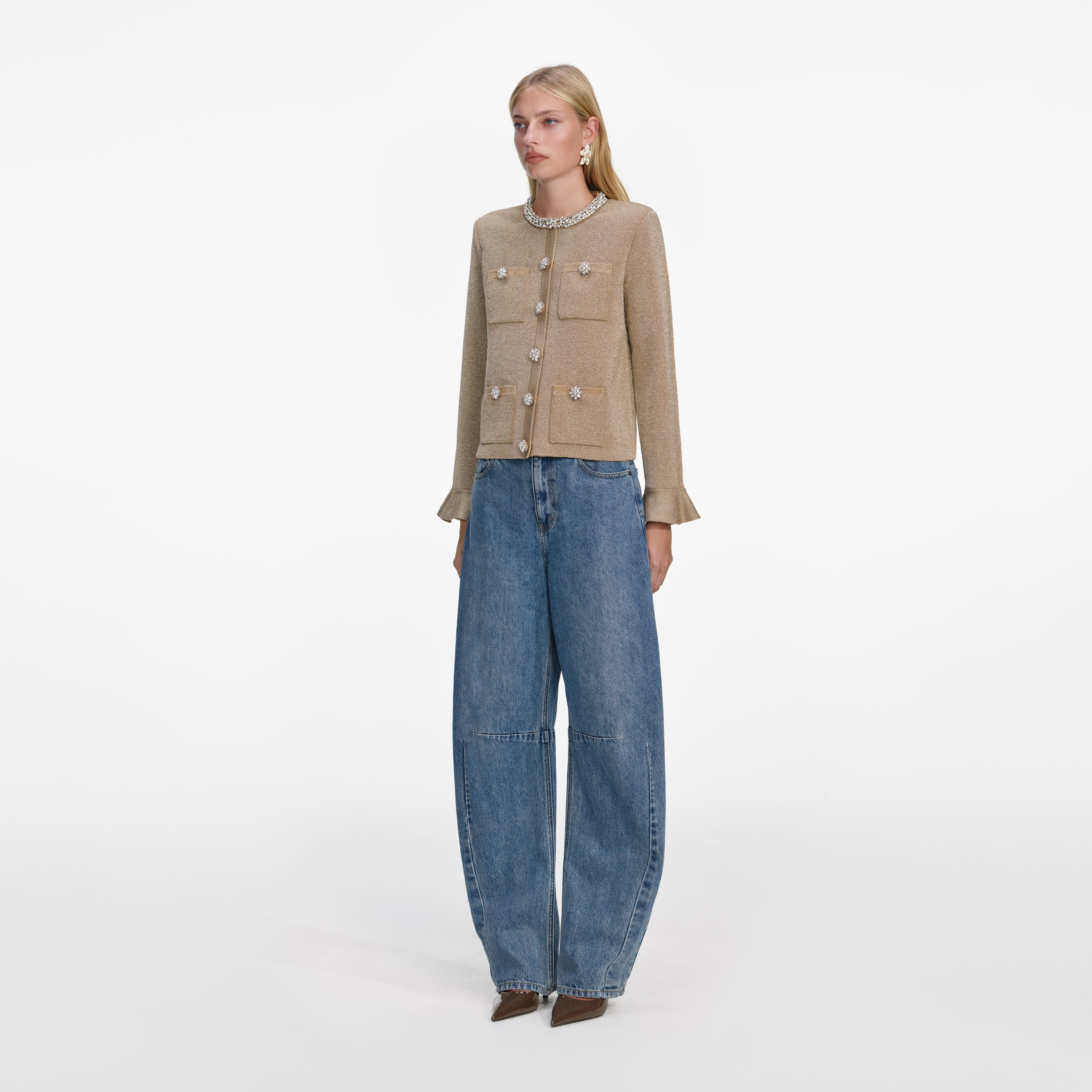 Gold Crystal Trim Cardigan