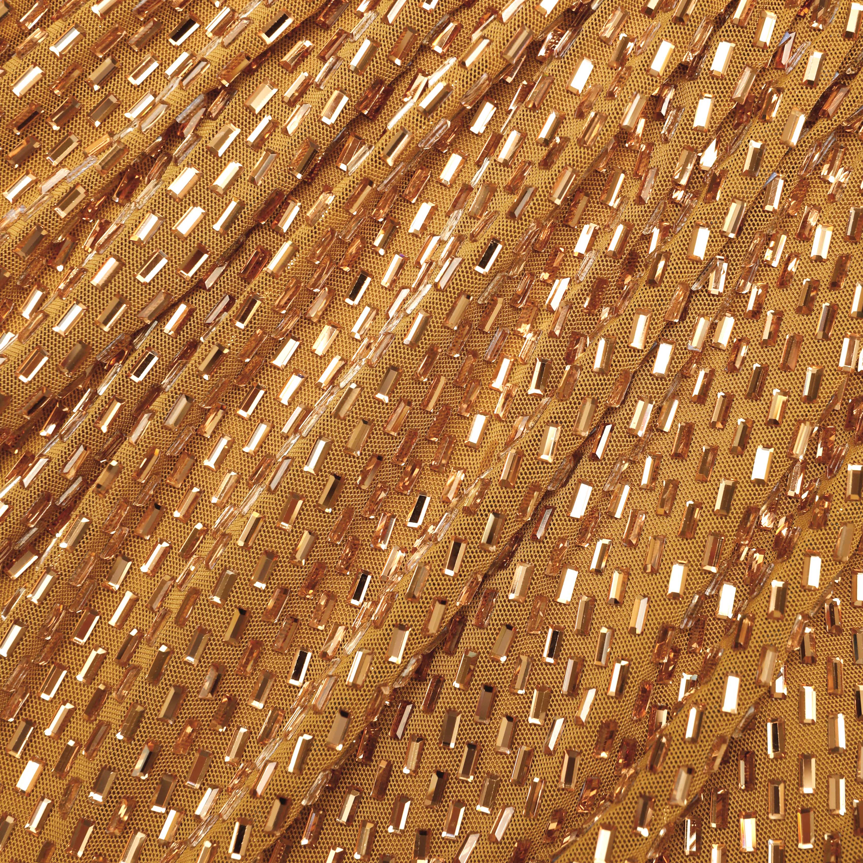 Gold Rhinestone Drape Midi Dress