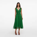 Green Chiffon Midi Dress