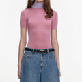Pink Short Sleeve Viscose Knit Top