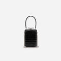 Black Croc Leather Micro Bag
