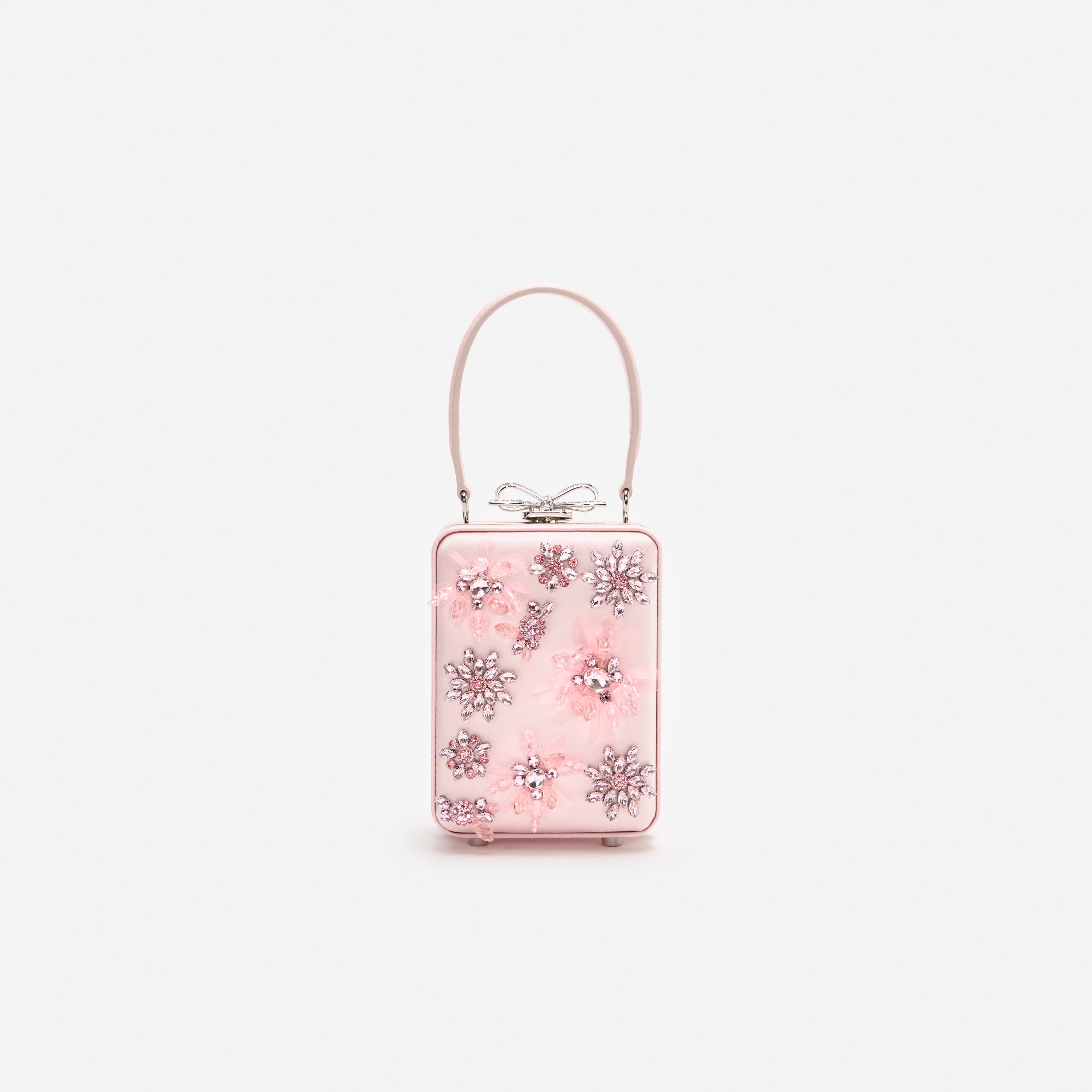 Pink Satin Floral Beaded Micro Bag