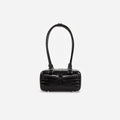Black Croc Leather Mini Shoulder Bag