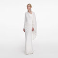 White Jersey Drape Maxi Dress