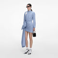 Blue Cotton Tie Side Mini Dress