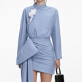 Blue Cotton Tie Side Mini Dress