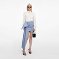 Blue Cotton Tie Side Mini Skirt