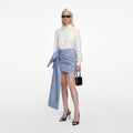 Blue Cotton Tie Side Mini Skirt