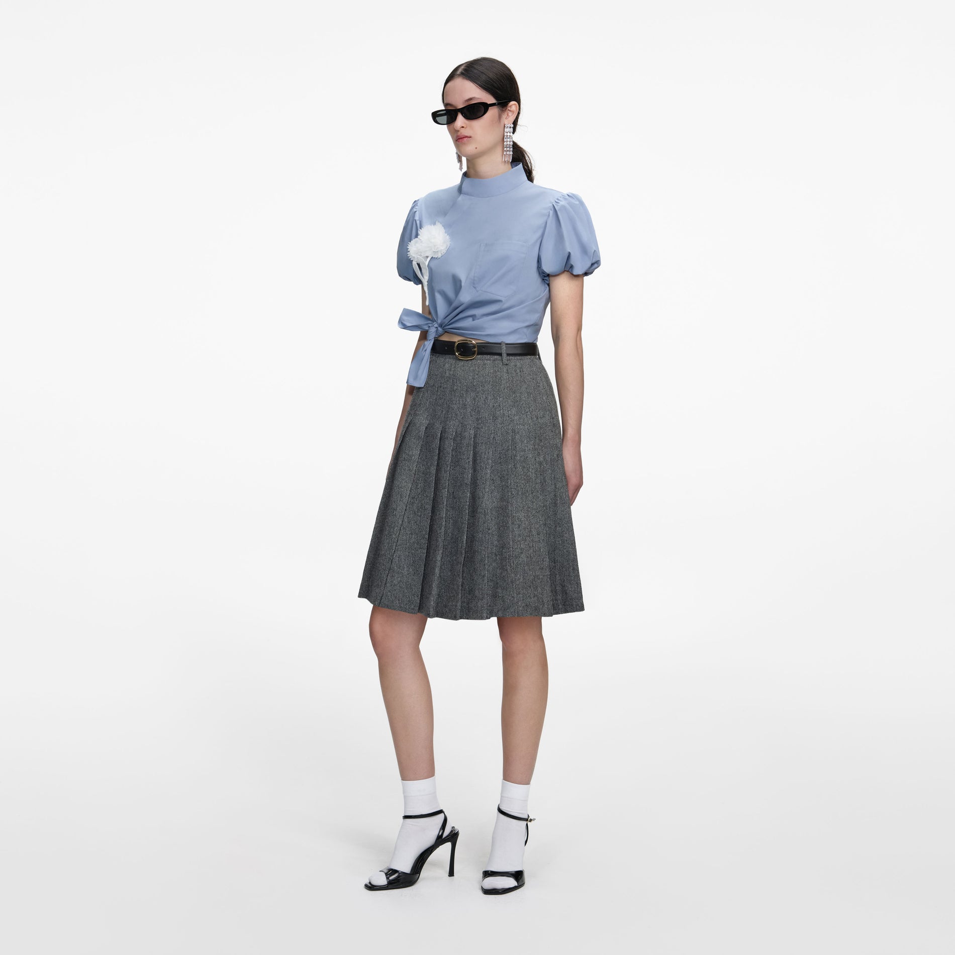 Blue Cotton Tie Side Top