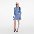 Blue Pearl Trim Knit Mini Skirt
