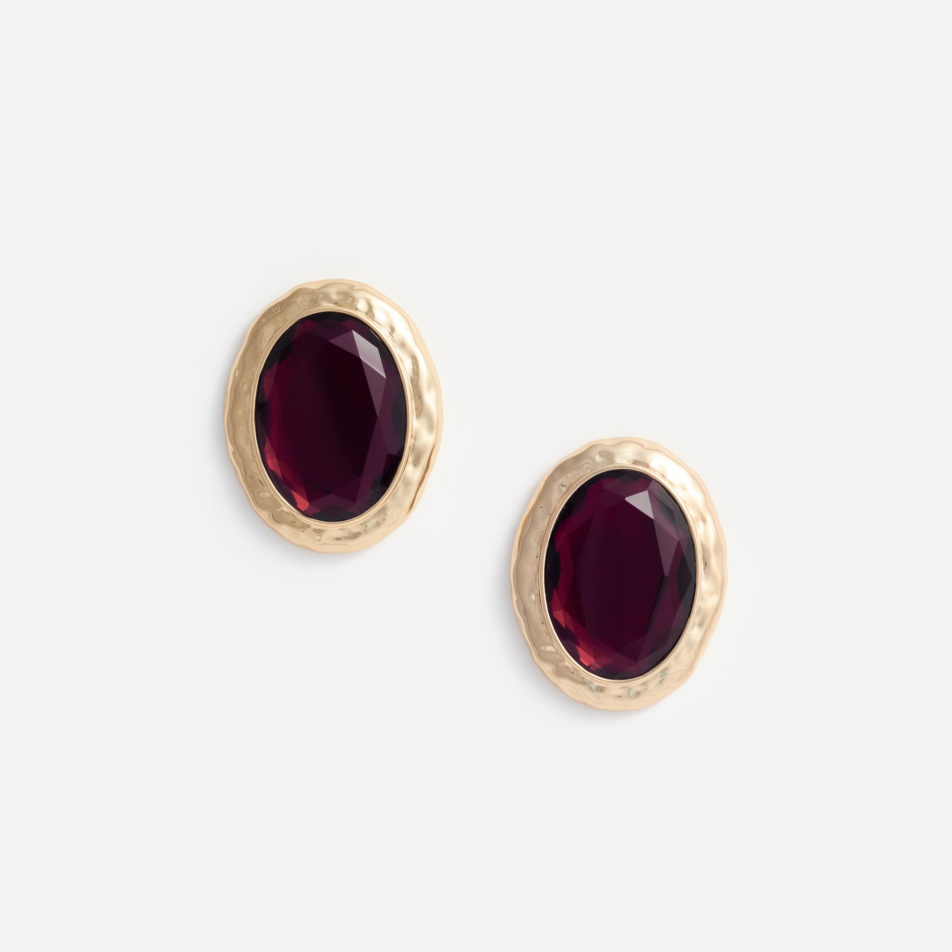 Hammered Gold Red Earrings