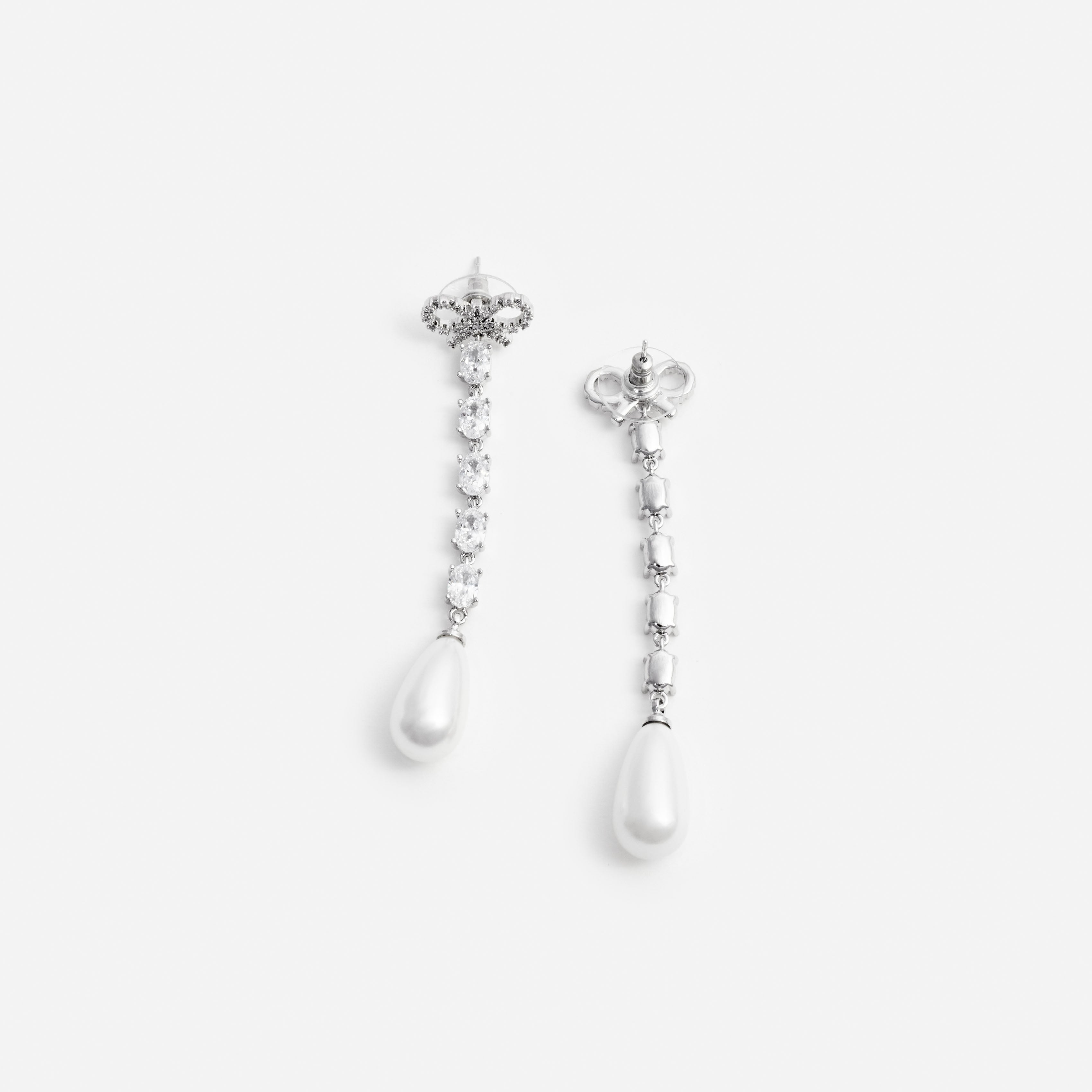 Bow Pearl Droplet Earrings