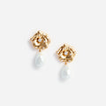 Gold Flower Pearl Earrings