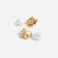 Gold Flower Pearl Earrings