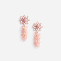 Pink Crystal Cluster Flower Earrings