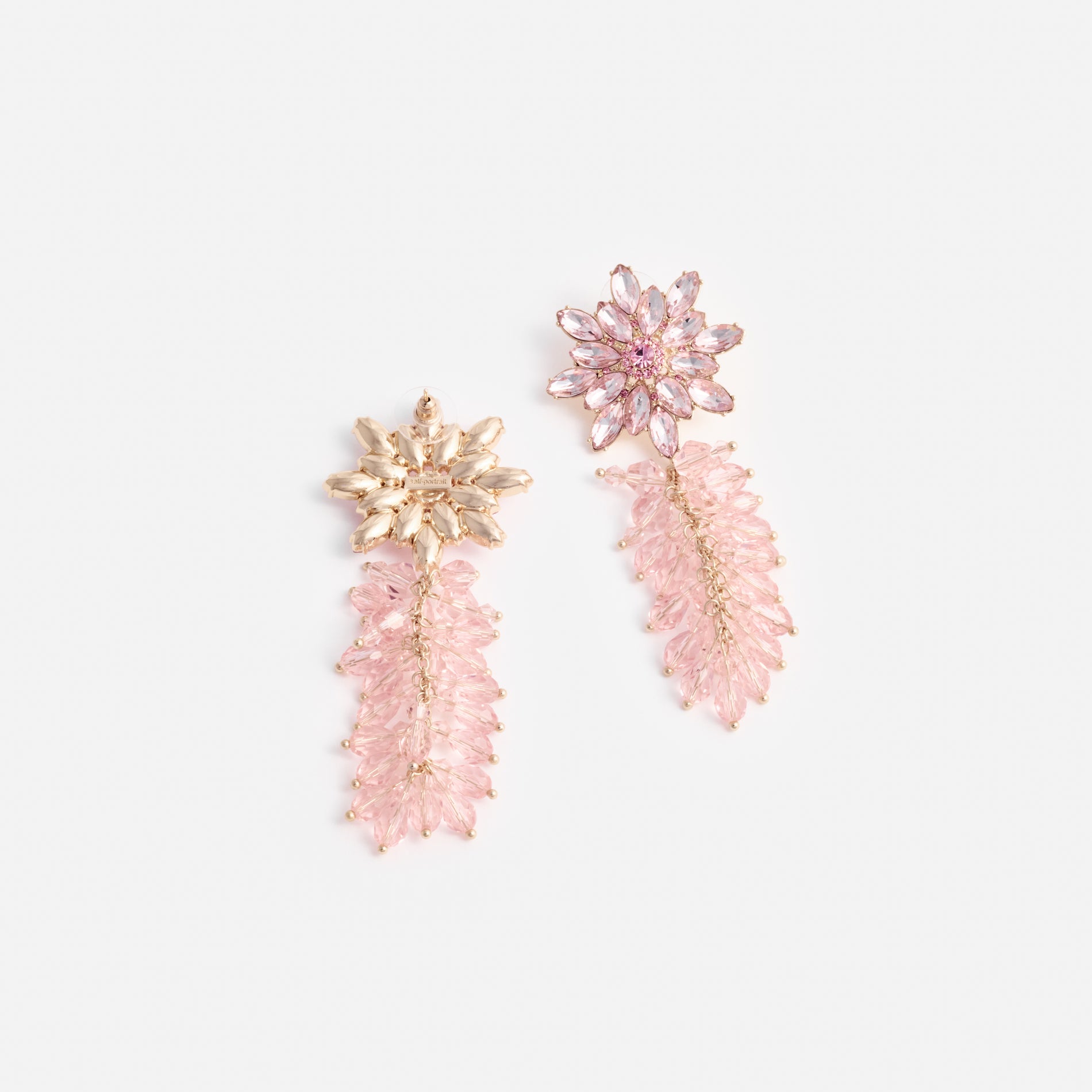 Pink Crystal Cluster Flower Earrings