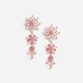 Pink Crystal Tiered Flower Earrings