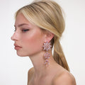 Pink Crystal Tiered Flower Earrings