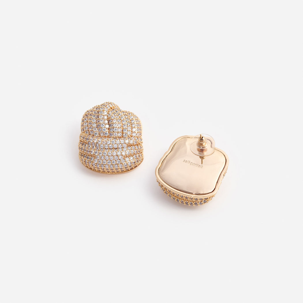 Gold Crystal Knot Earrings