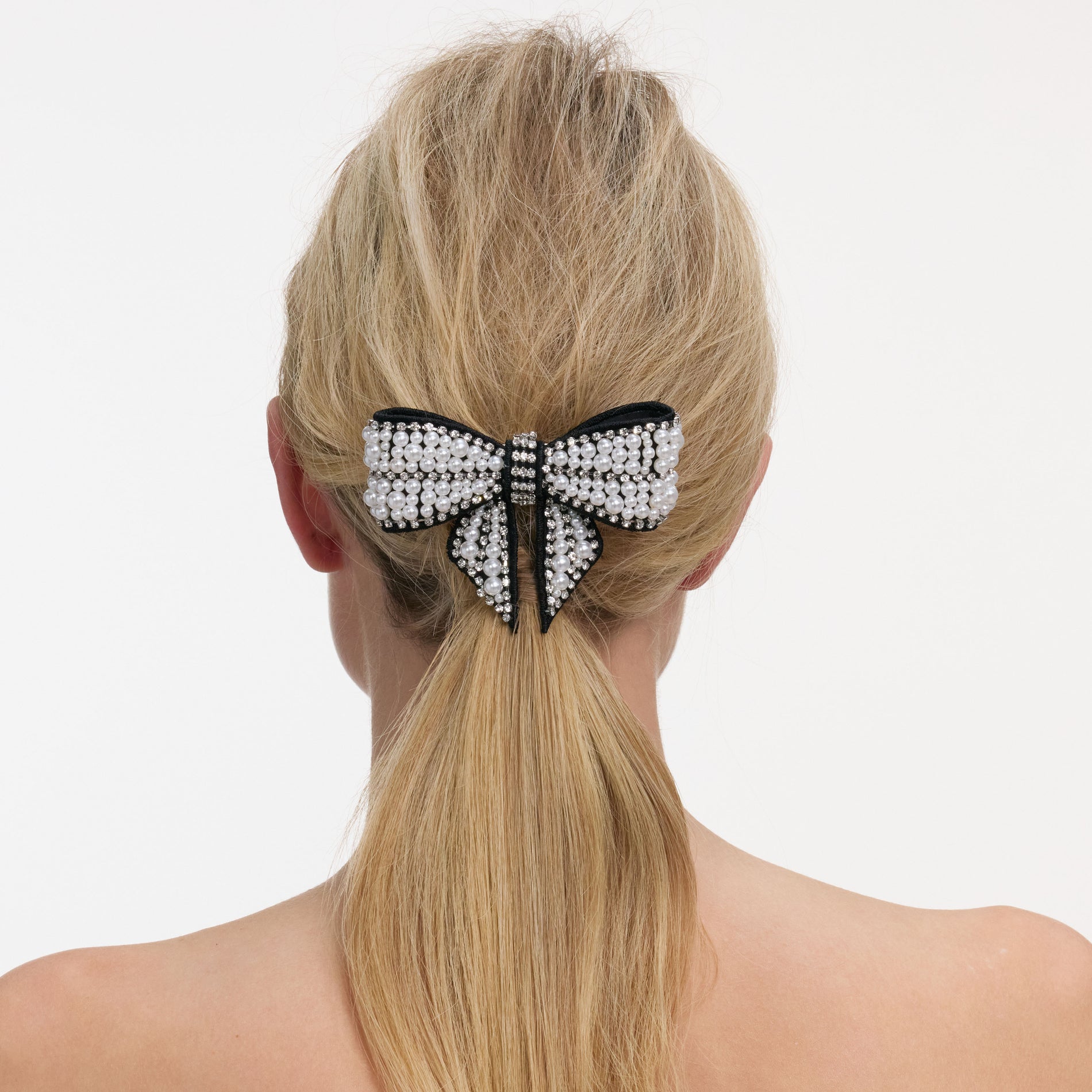 Black Pearl Satin Bow Hairclip