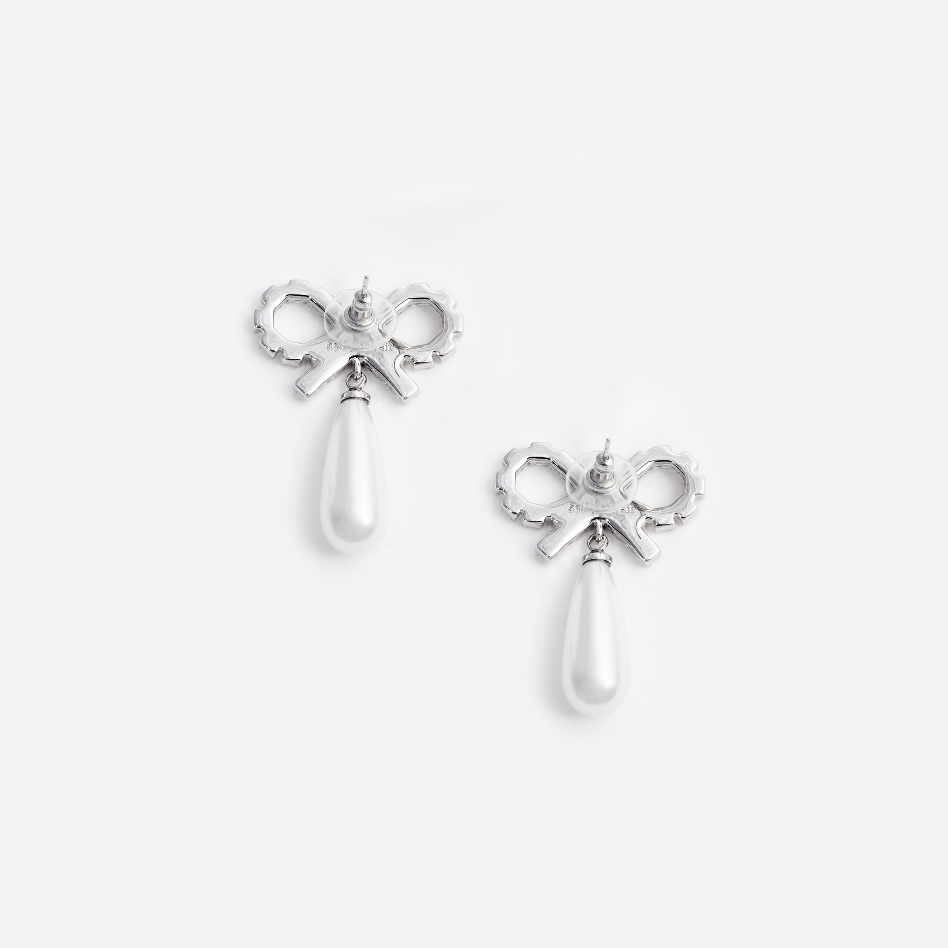 Crystal Bow Pearl Earrings