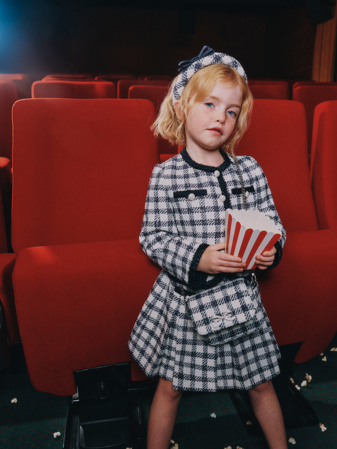 Navy Check Boucle Jacket