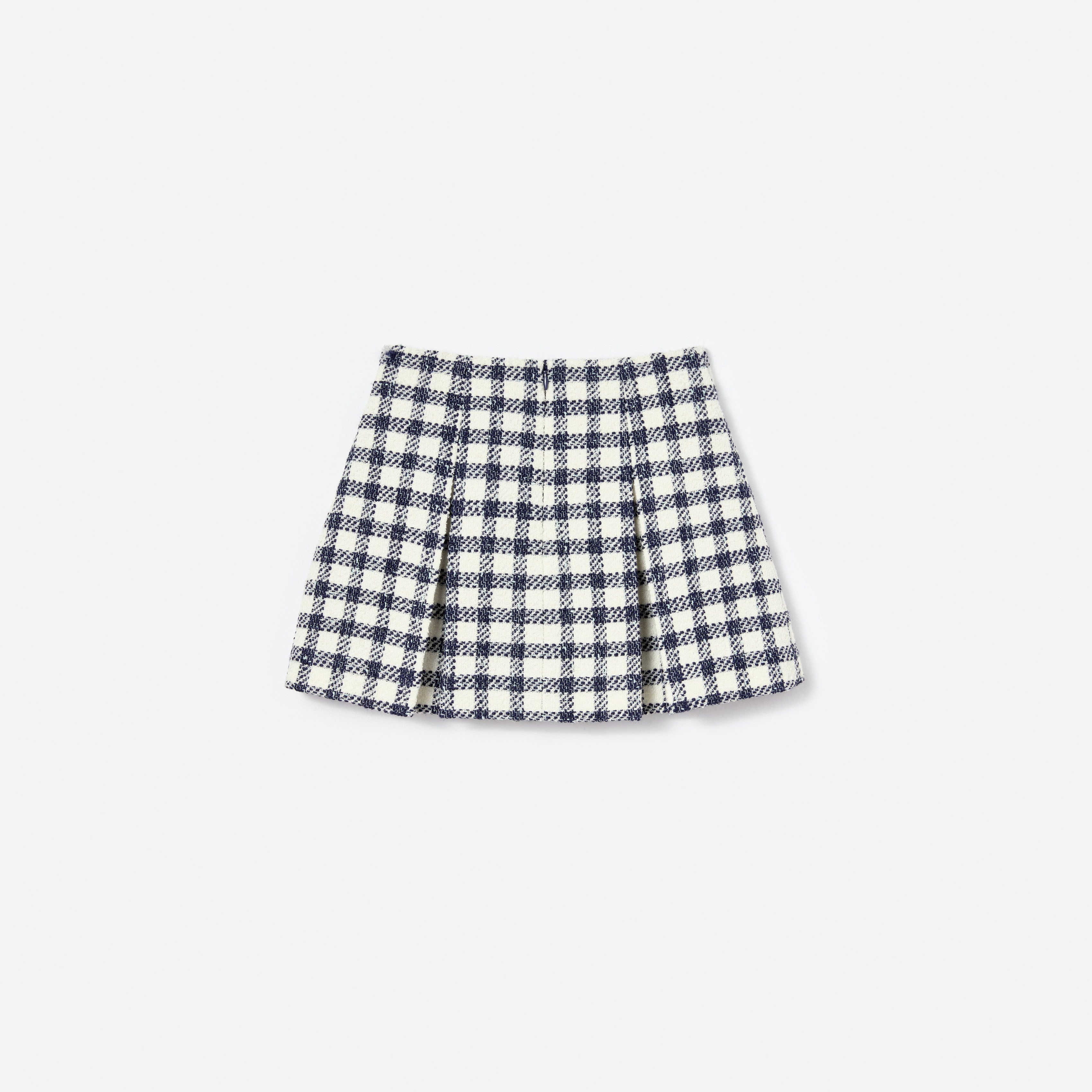 Navy Check Boucle Skirt