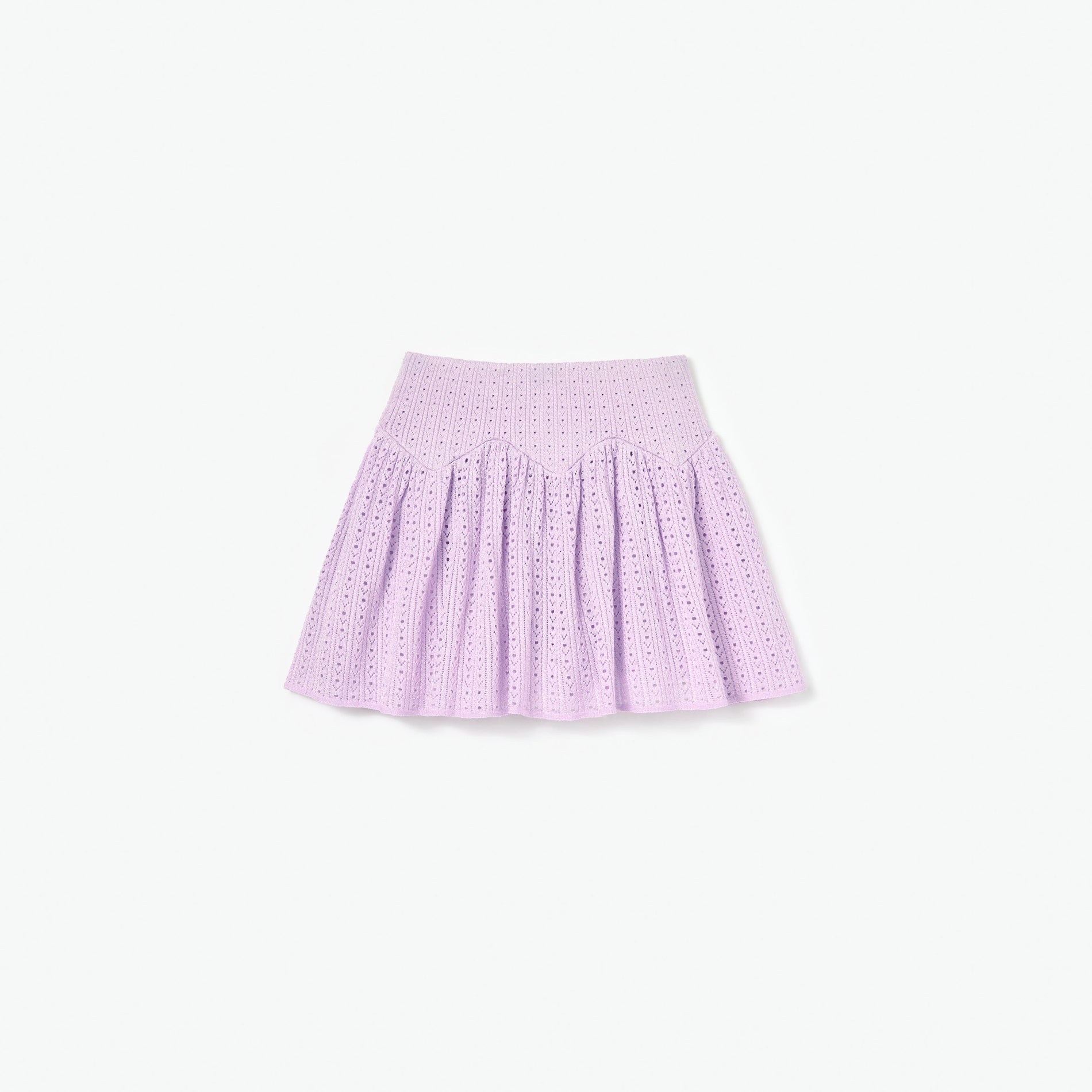 Pink Pointelle Ribbed Knit Skirt