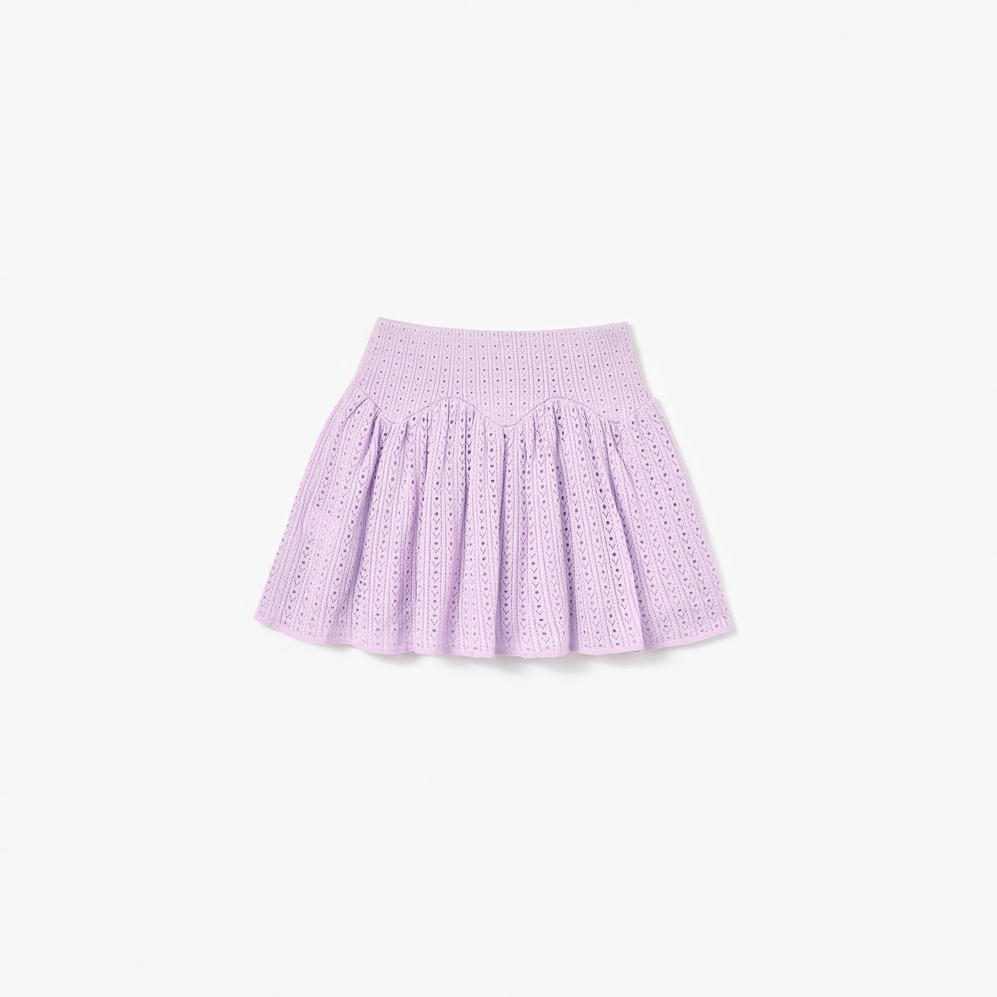 Pink Pointelle Ribbed Knit Skirt