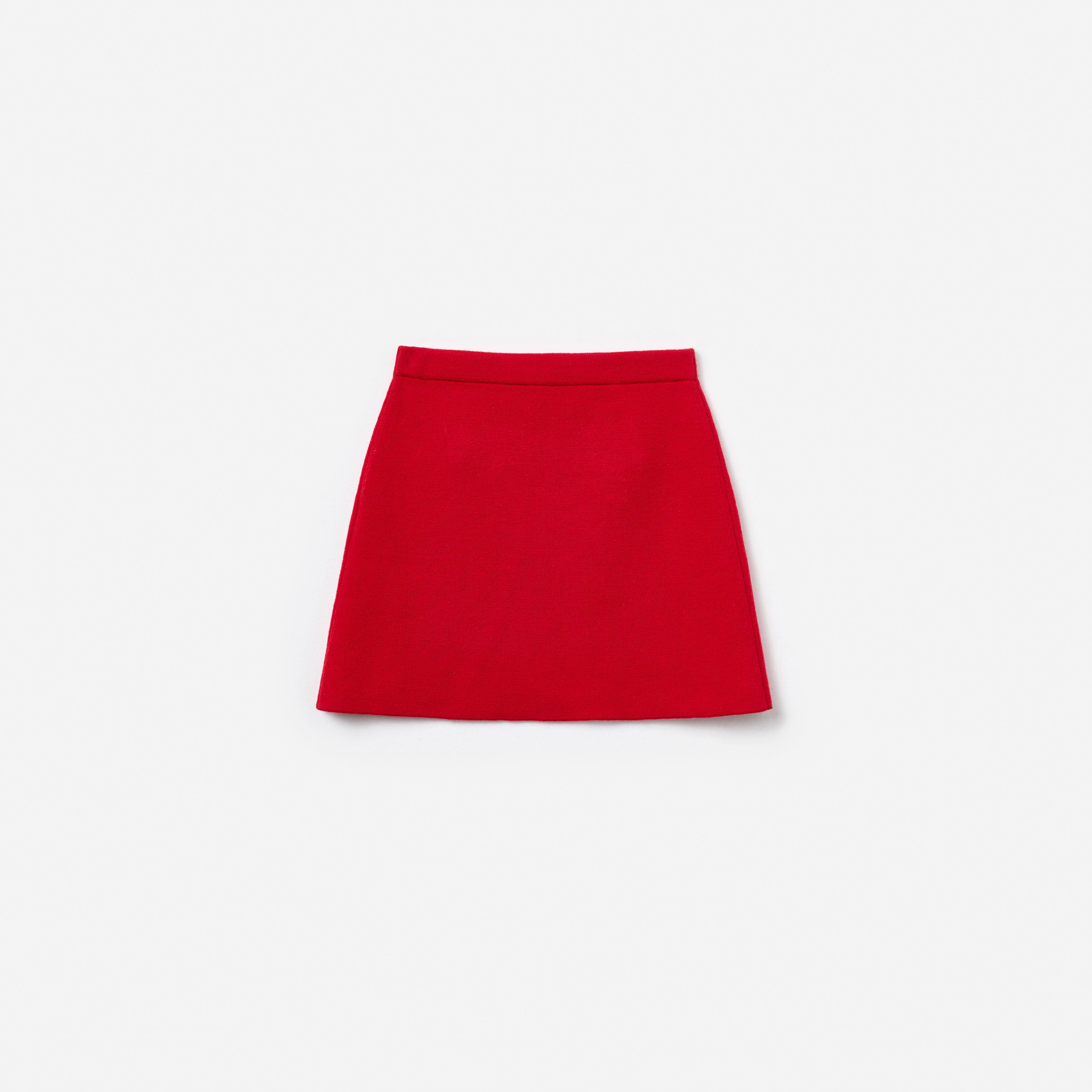 Red Flower Trim Knit Skirt