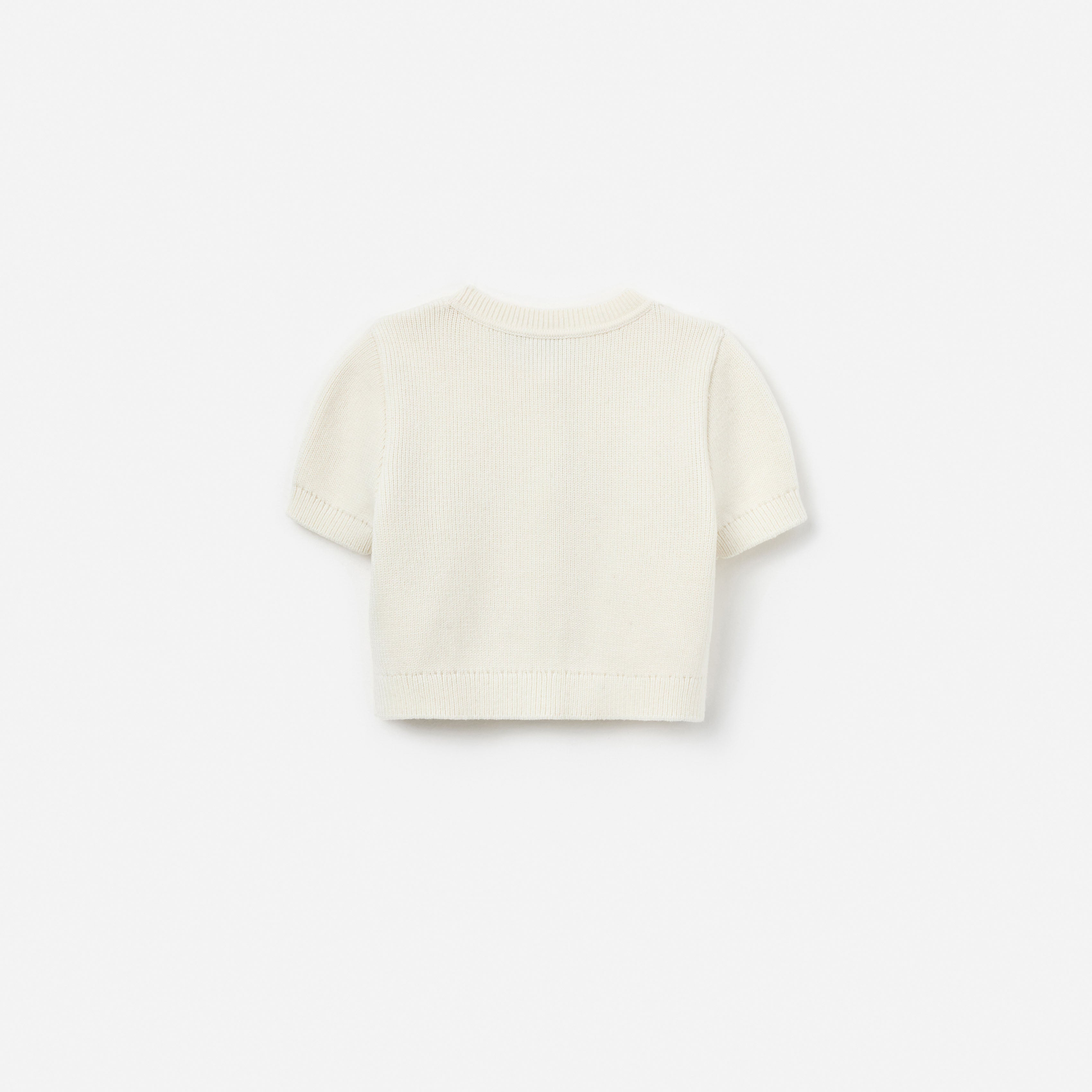 Cream Short Sleeve Flower Cardigan