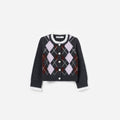 Grey Argyle Embellished Cardigan