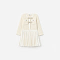 Cream Sequin Knit Bow Trim Dress