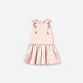 Pink Satin Sleeveless Flower Dress