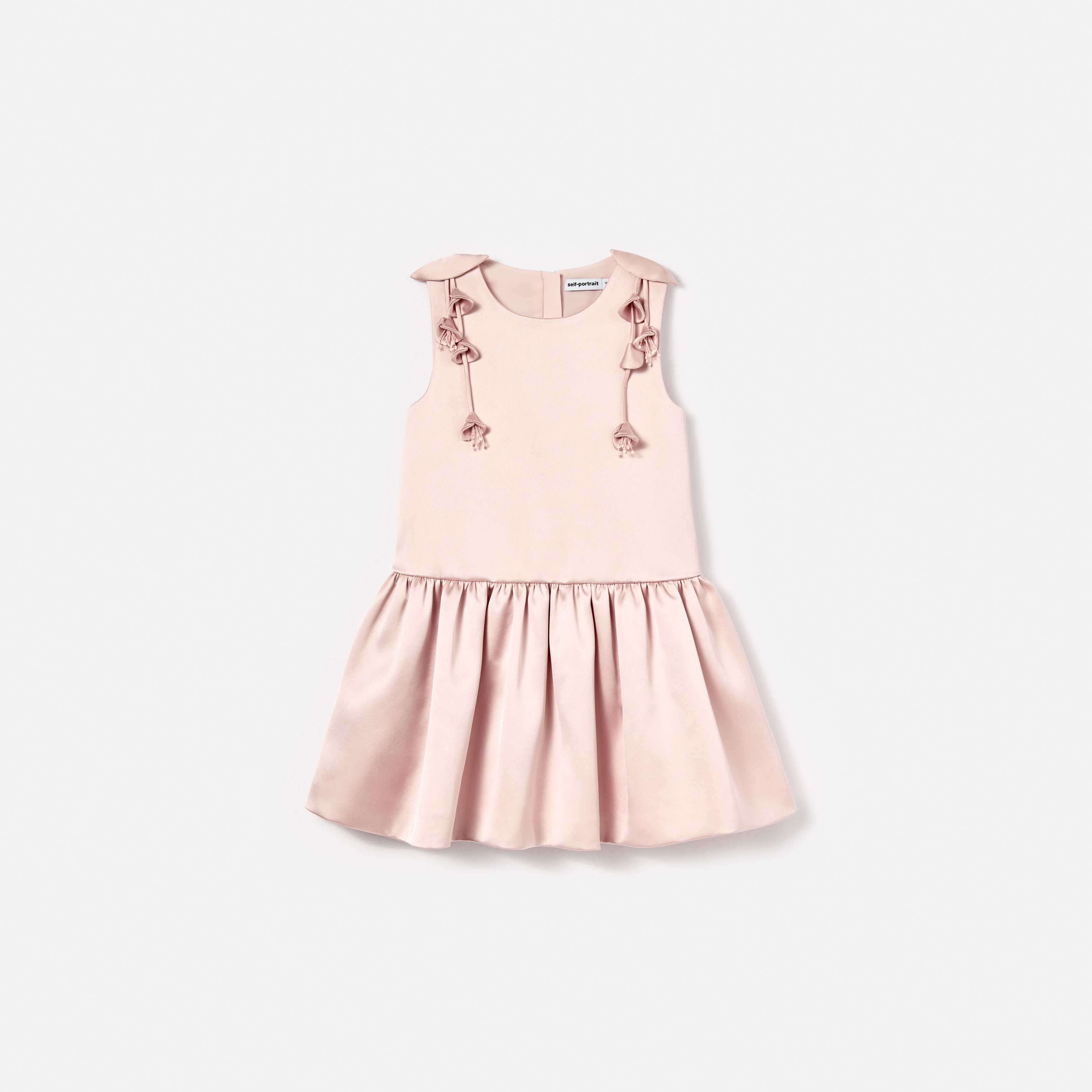 Pink Satin Sleeveless Flower Dress