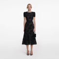 Black Tulle Lace Midi Dress