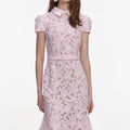 Pink Guipure Lace Midi Dress