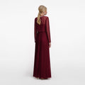 Burgundy Organza Lace Maxi Dress