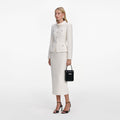 Cream Boucle Tailored Midi Dress