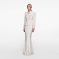 Cream Boucle Collared Maxi Dress