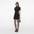 Black Boucle Collared Mini Dress