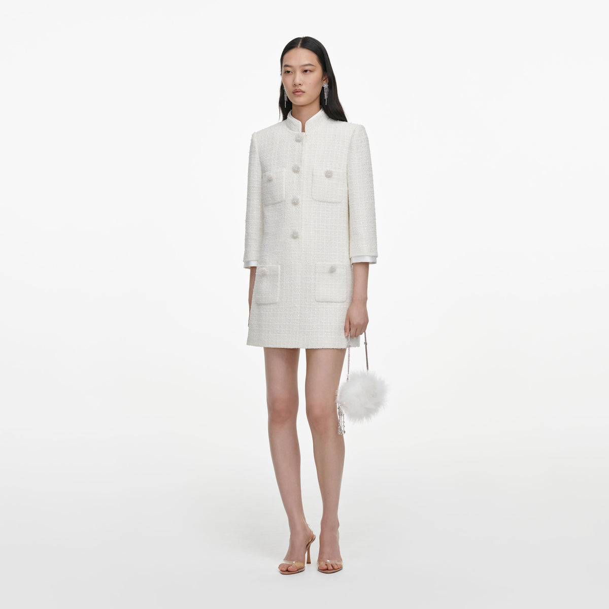 Cream Boucle Mini Dress