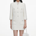 Cream Boucle Mini Dress