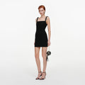 Black Crepe Beaded Trim Mini Dress