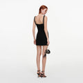 Black Crepe Beaded Trim Mini Dress