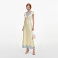 Yellow Viscose Lace Midi Dress