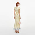 Yellow Viscose Lace Midi Dress
