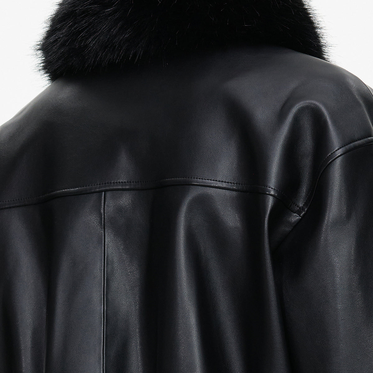 Black Faux Leather Bomber Jacket