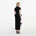 Black Crepe Peplum Midi Dress